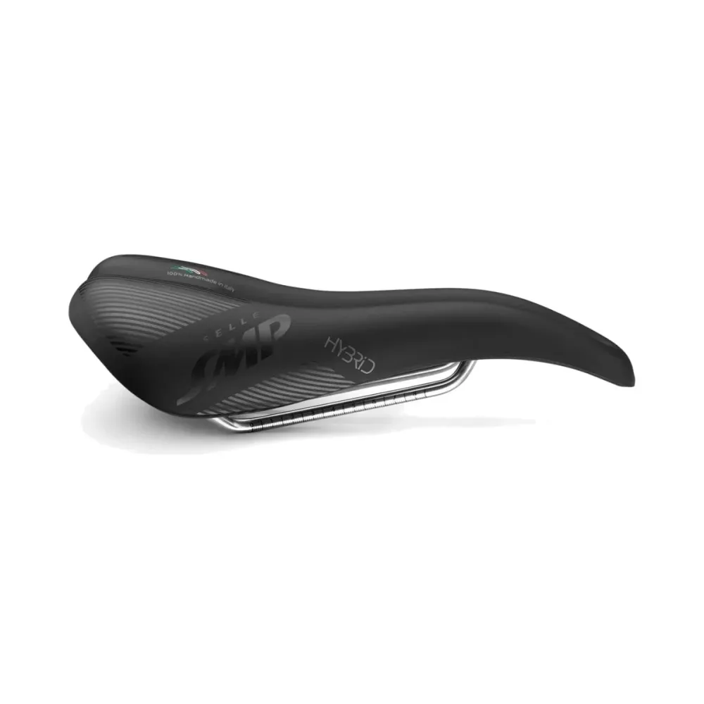 SMP HYBRIDE Sadel 140 mm bred Stålskenor Svart