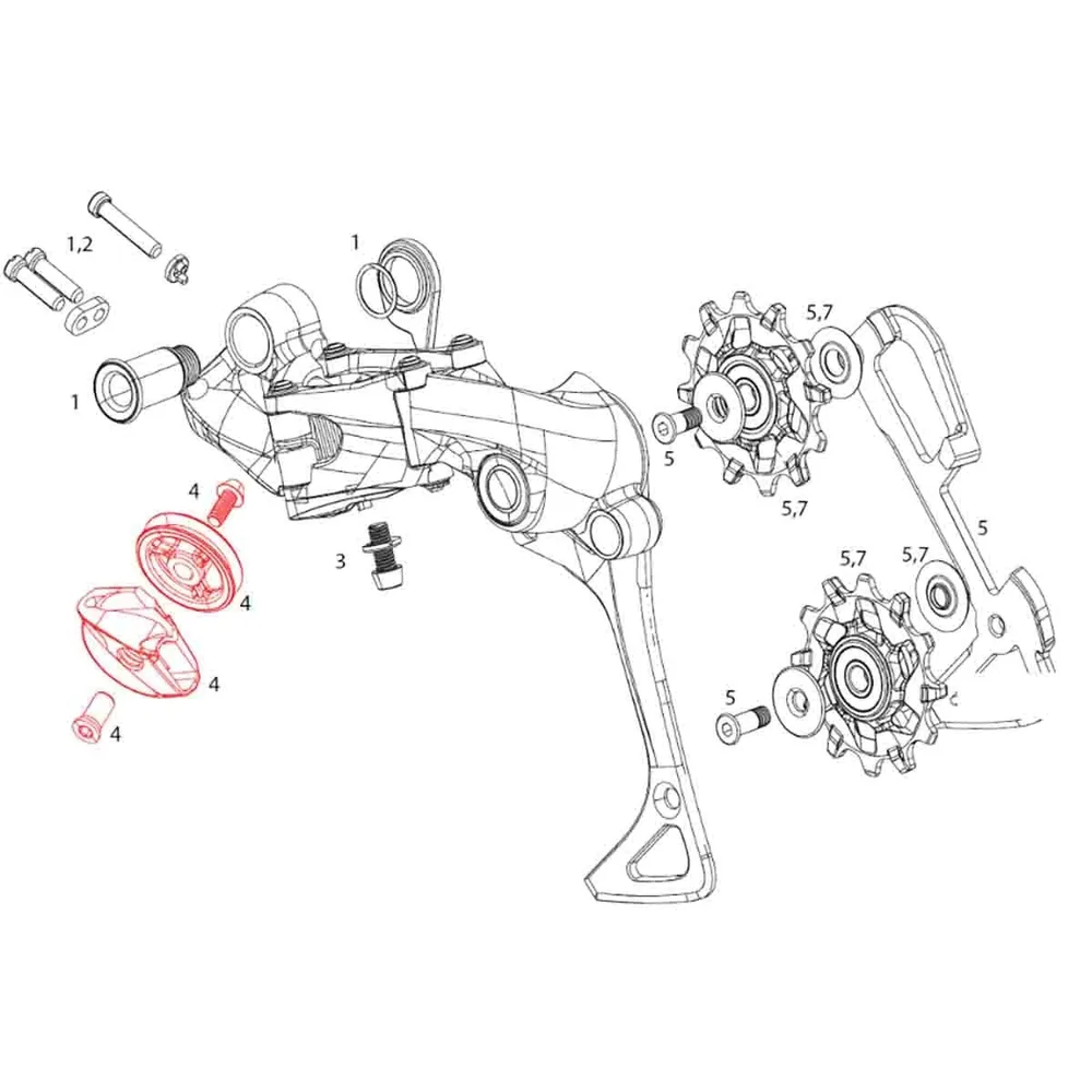 SRAM XX1 1x11V paket med kabelstyrningshjul för bakväxel #11.7518.016.000