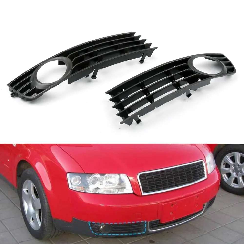 2 st låg stötfångare dimljus lampa grill grillkåpa för Audi A4 B6 (2002-2005) generisk