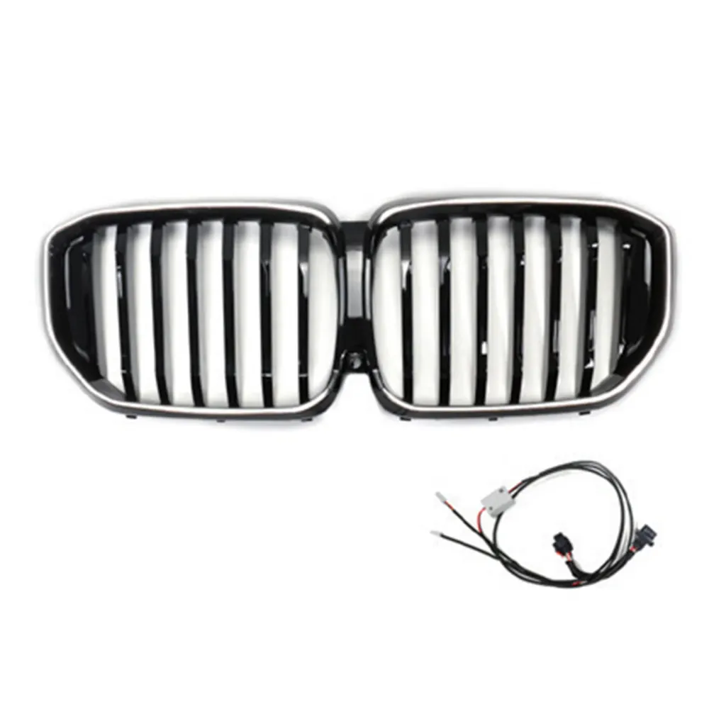 Svart främre stötfångargaller Grill Passar BMW G05 LCI X5 2024+ Single Line W/LED