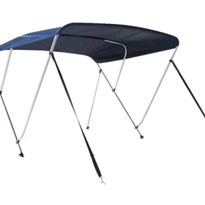 Talamex, Bimini Top Deluxe 3 Buer Marine Blå, Ø 25 mm Aluminiumsramme, 600D Polyester, 2 Støtteben, Monteringsbeslag – Stø...