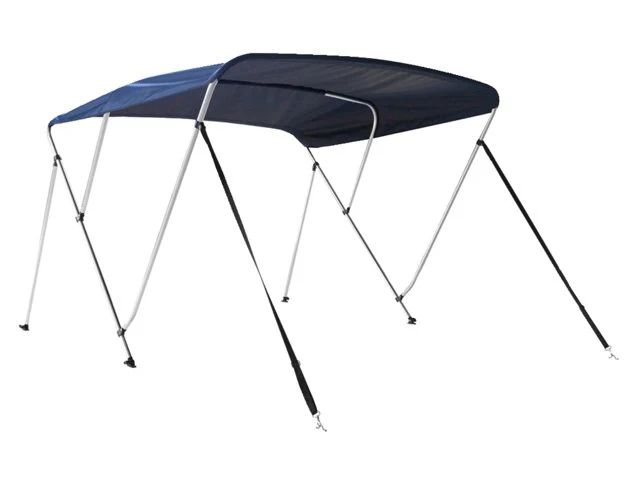 Talamex, Bimini Top Deluxe 3 Buer Marine Blå, Ø 25 mm Aluminiumsramme, 600D Polyester, 2 Støtteben, Monteringsbeslag – Stø...