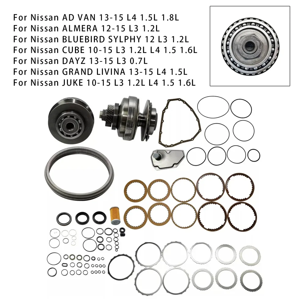 Transmission Master Rebuild Kit & Remskiva med rem JF015E RE0F11A 29T för Nissan