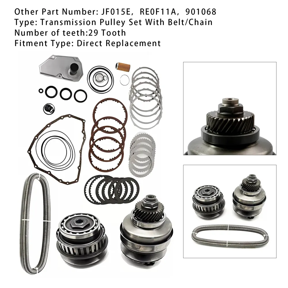 Transmission Master Rebuild Kit & Remskiva med rem JF015E RE0F11A 29T för Nissan