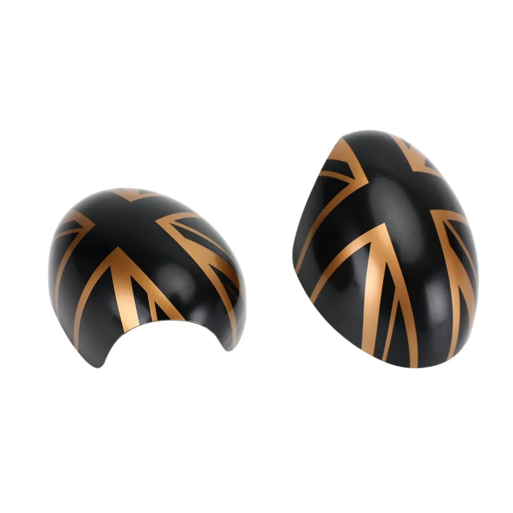 2 X Union Jack UK Flag Mirror Covers för Mini Cooper R55 R56 R57 Svart/guld
