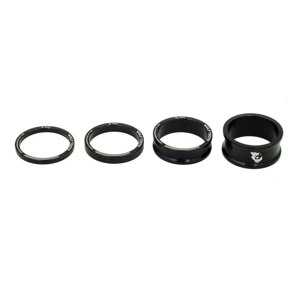 WOLF TOOTH Aluminium Headset Spacers Kit 4 delar 1"1/8 Svart