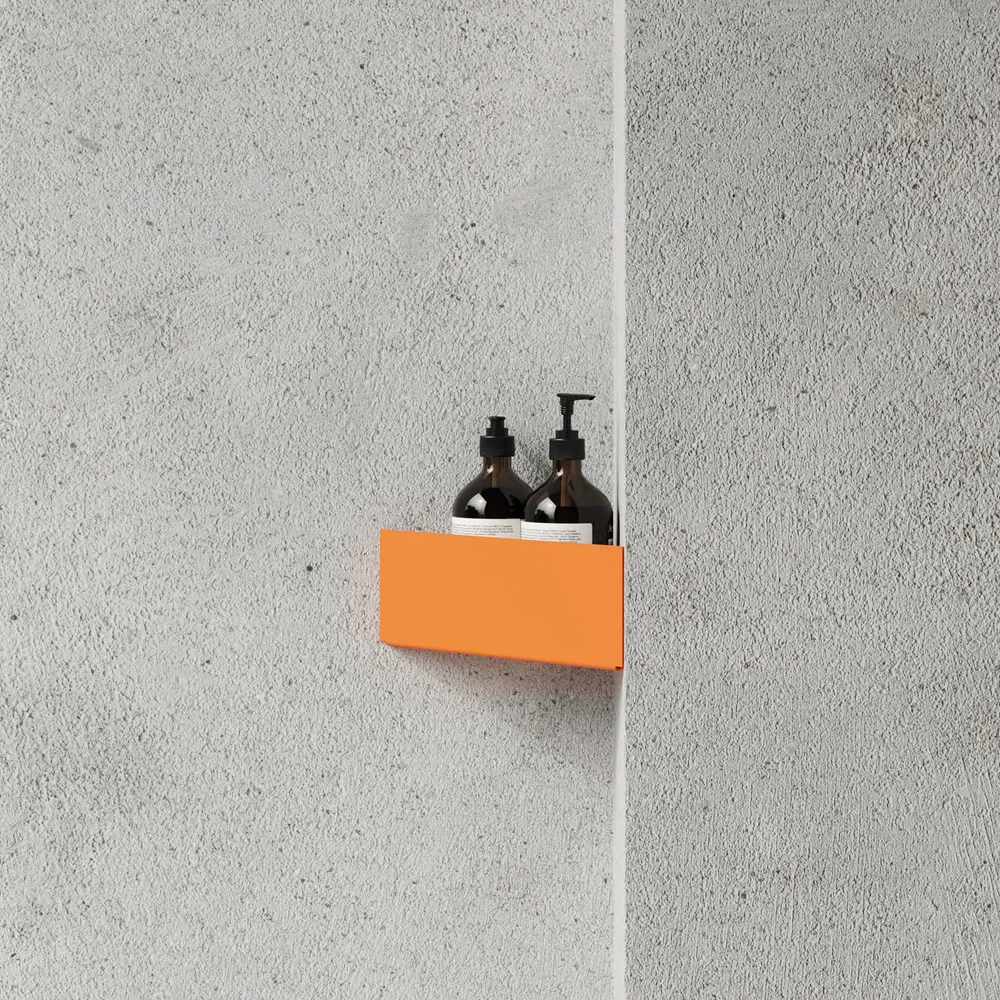 Industrikvalitet Duschhylla hörn, coral • NICHBA