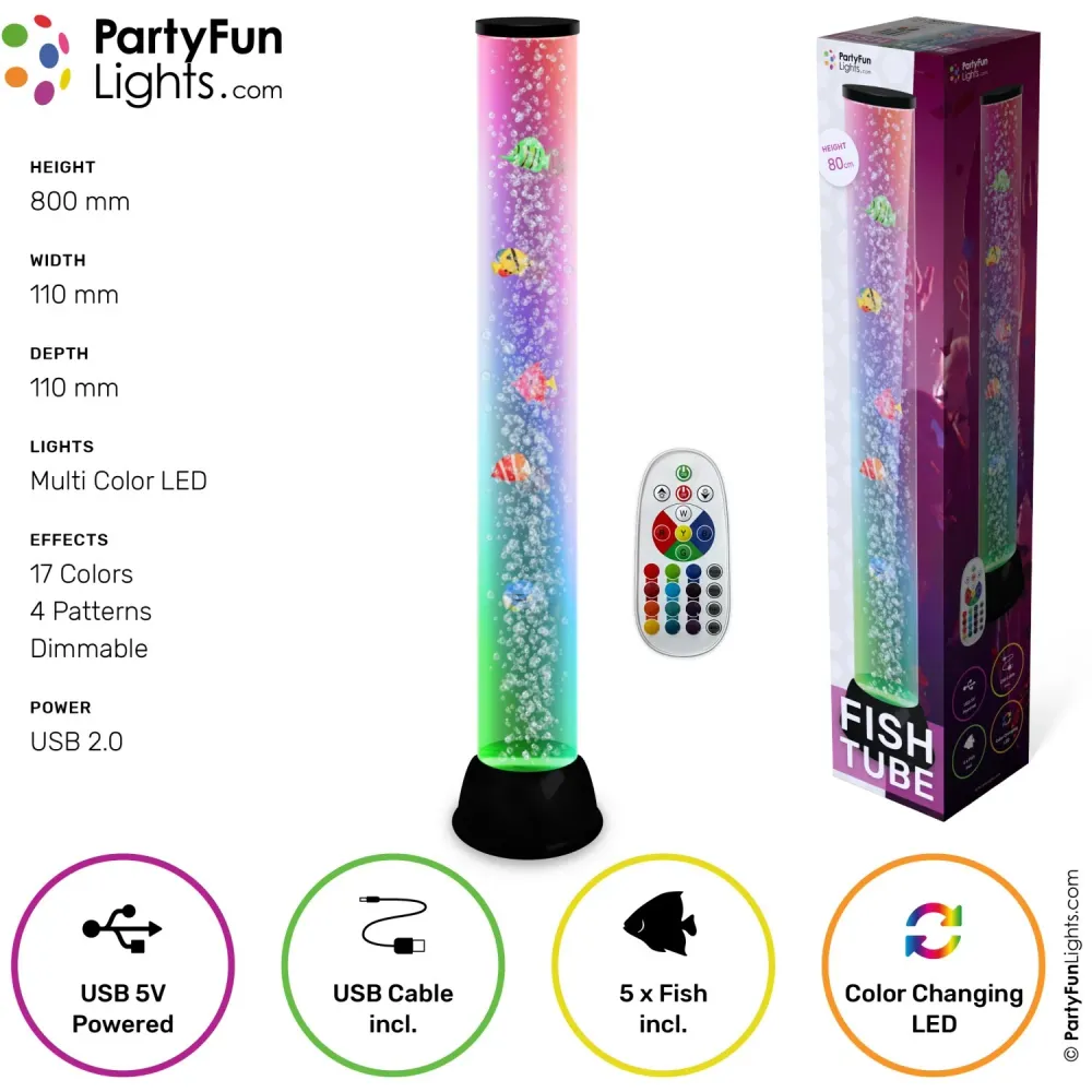 Party Funlight XXL Fiskelamp Med Bobler H: 80cm