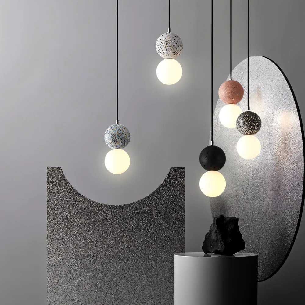 LumeGlobe Pendellampa - Dubbelskula Pendellampa för matbordet - Glas Hängkula Lampa Rosa