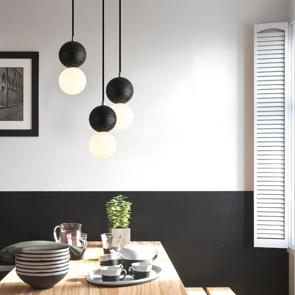 LumeGlobe Pendellampa - Dubbelskula Pendellampa för matbordet - Glas Hängkula Lampa Rosa