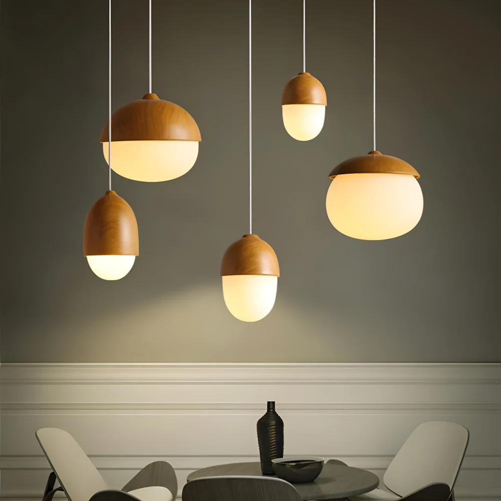 AcornNut Pendellampa - E27 Timeless Hängande Lampa med Mattat Glaskupa