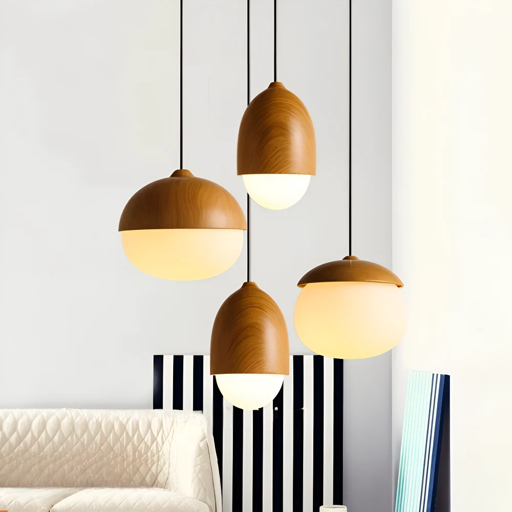 AcornNut Pendellampa - E27 Timeless Hängande Lampa med Mattat Glaskupa