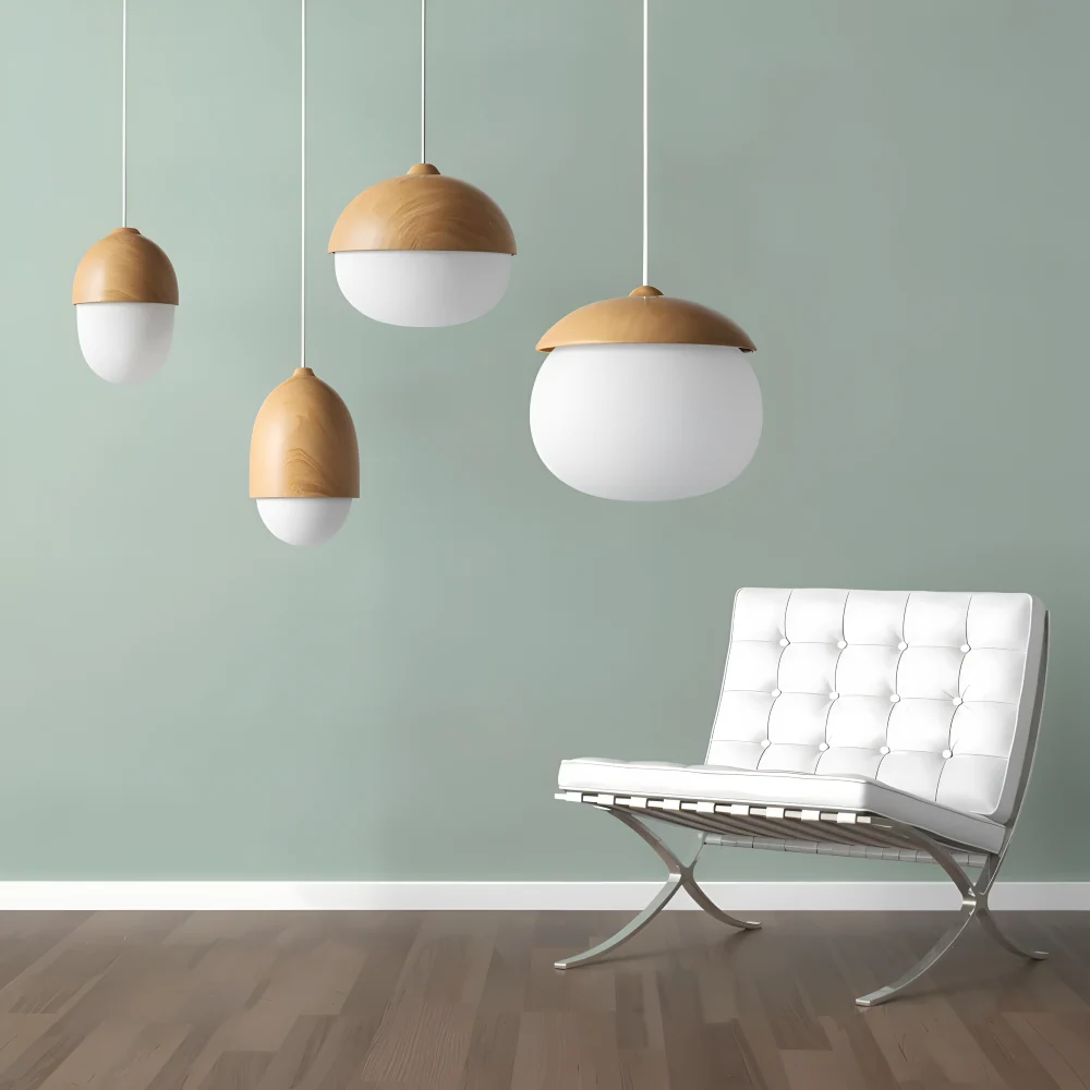 AcornNut Pendellampa - E27 Timeless Hängande Lampa med Mattat Glaskupa