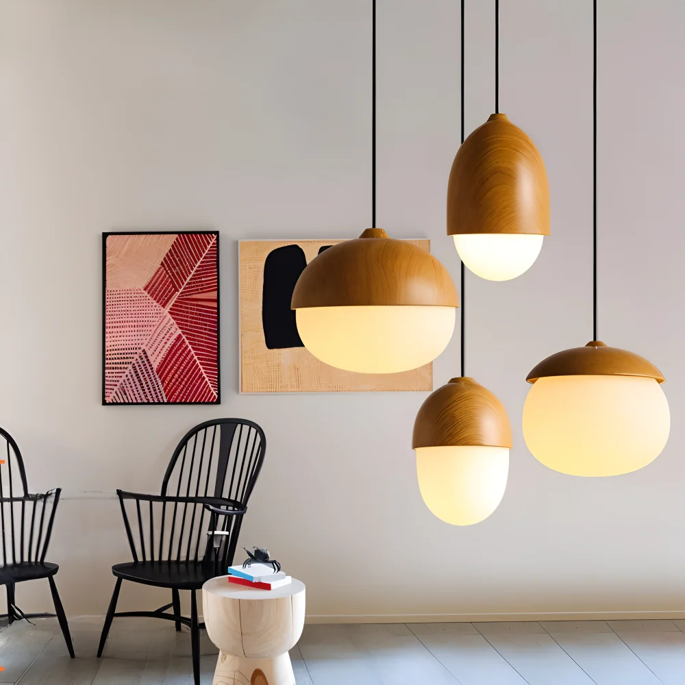 AcornNut Pendellampa - E27 Timeless Hängande Lampa med Mattat Glaskupa