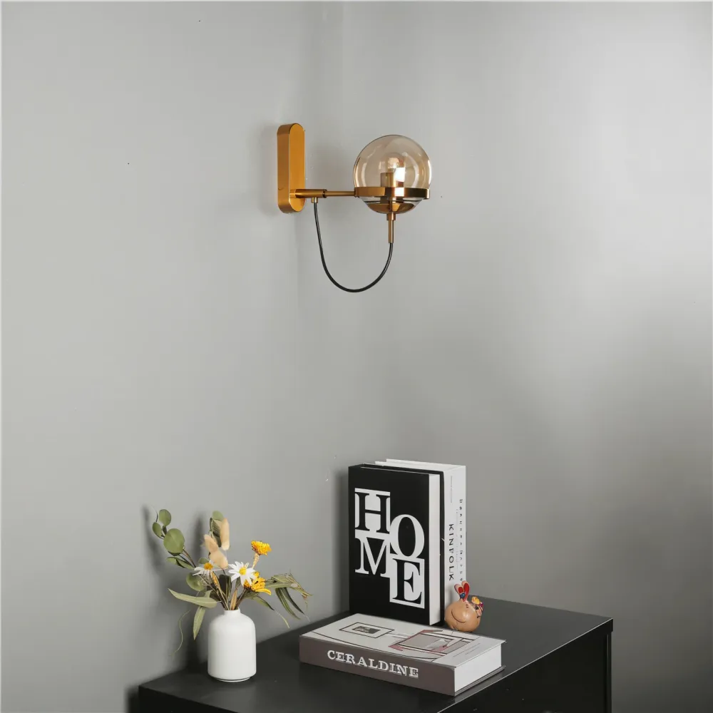 ScandiShine Vägglampa - Globe Glas Vägglampa - Nordisk Vägglampdesign - LED Inomhus Vägglampor Svart