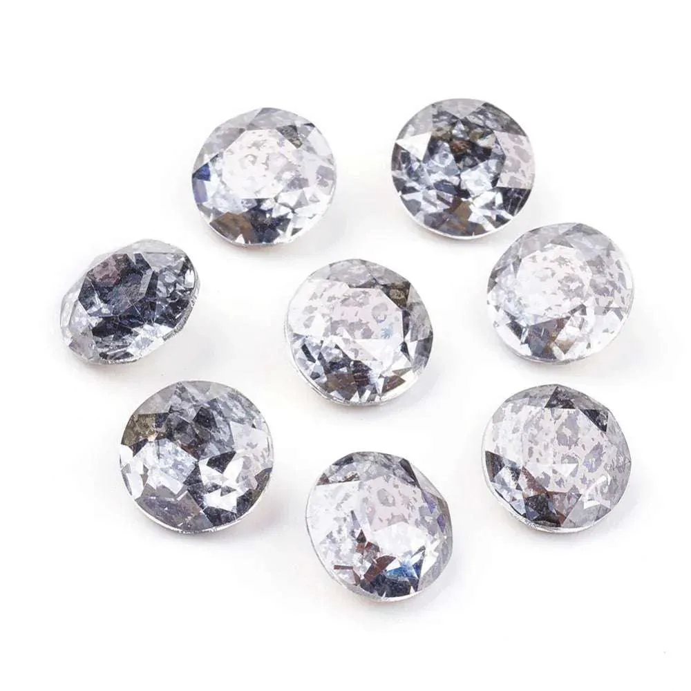 Kinesisk strass - Round stone Metallgrå patina 10mm 1 styck