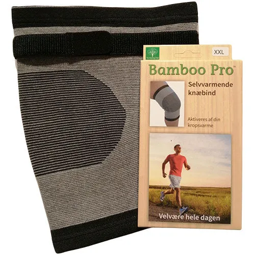 Bamboo Pro Knäskydd m/ kardborreband, självuppvärmande Bonus stöd | Str: 2XL