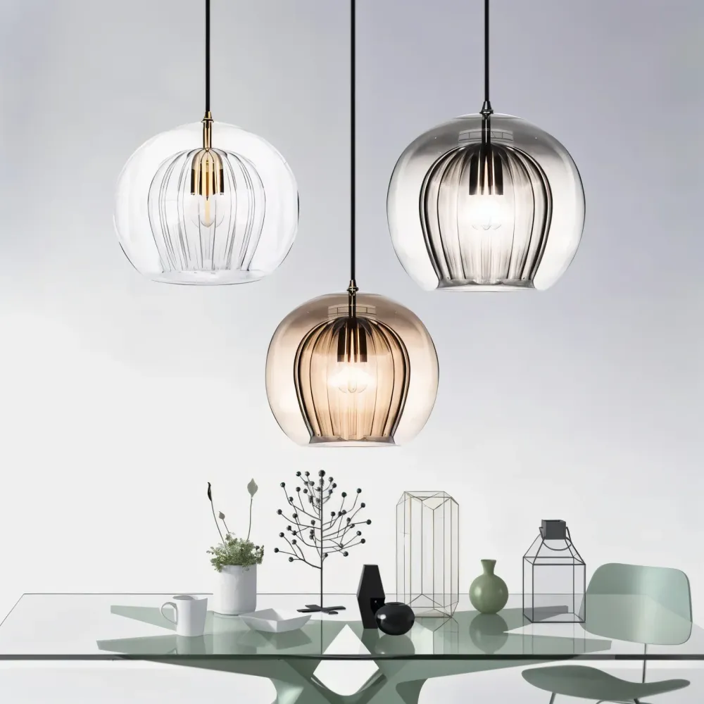 ClearLuxe Glas Pendellampa - Classic Hänglampor Vardagsrum - Klotformad Lampa 15cm