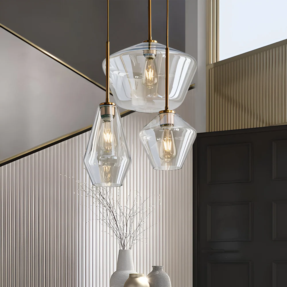 Current Mässing Pendellampa med Glas Skärm - Taklampa för Stilfull Belysning i Bostadsutrymmen 23