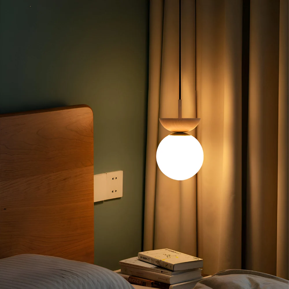 Perle LED-Taklampa - Japansk Kula Pendellampa - Orb Semi Flush Mount Belysning 12x17cm