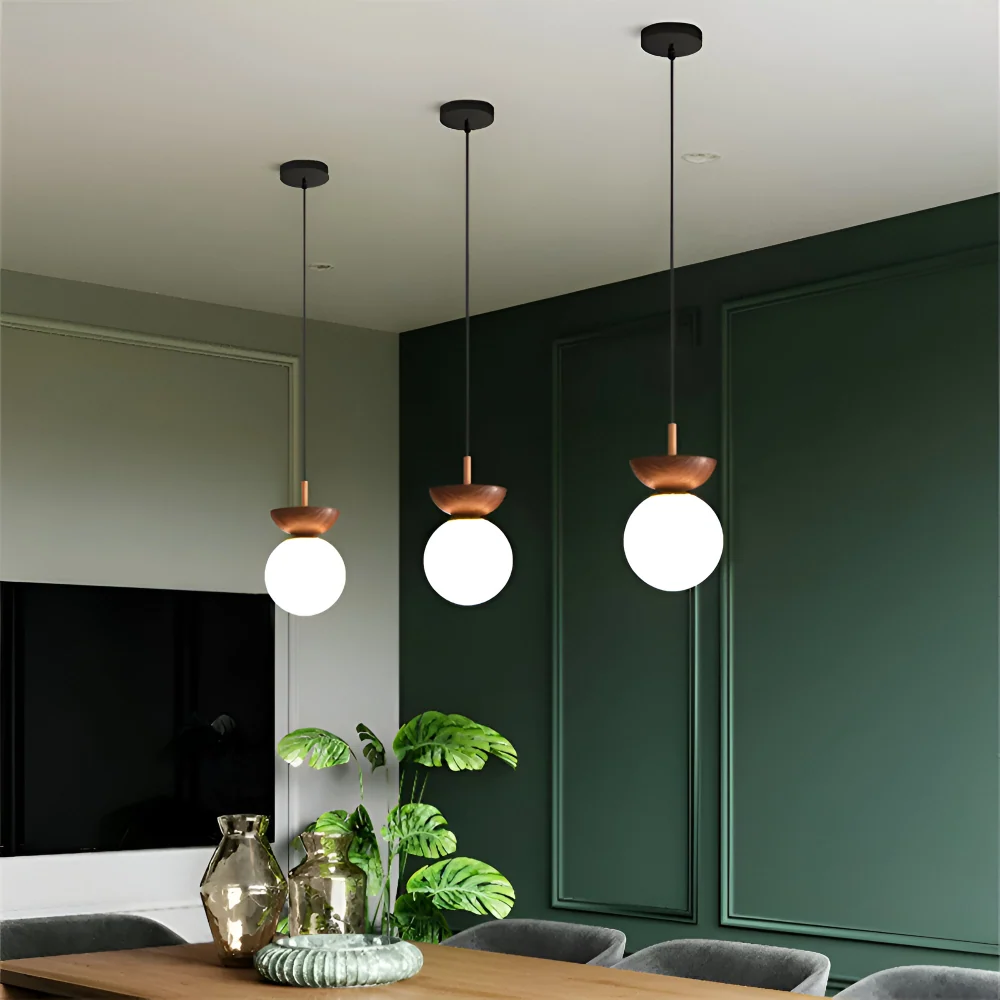 Perle LED-Taklampa - Japansk Kula Pendellampa - Orb Semi Flush Mount Belysning 12x17cm