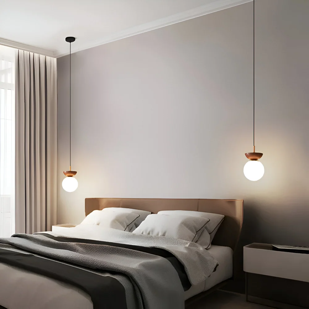 Perle LED-Taklampa - Japansk Kula Pendellampa - Orb Semi Flush Mount Belysning 12x17cm