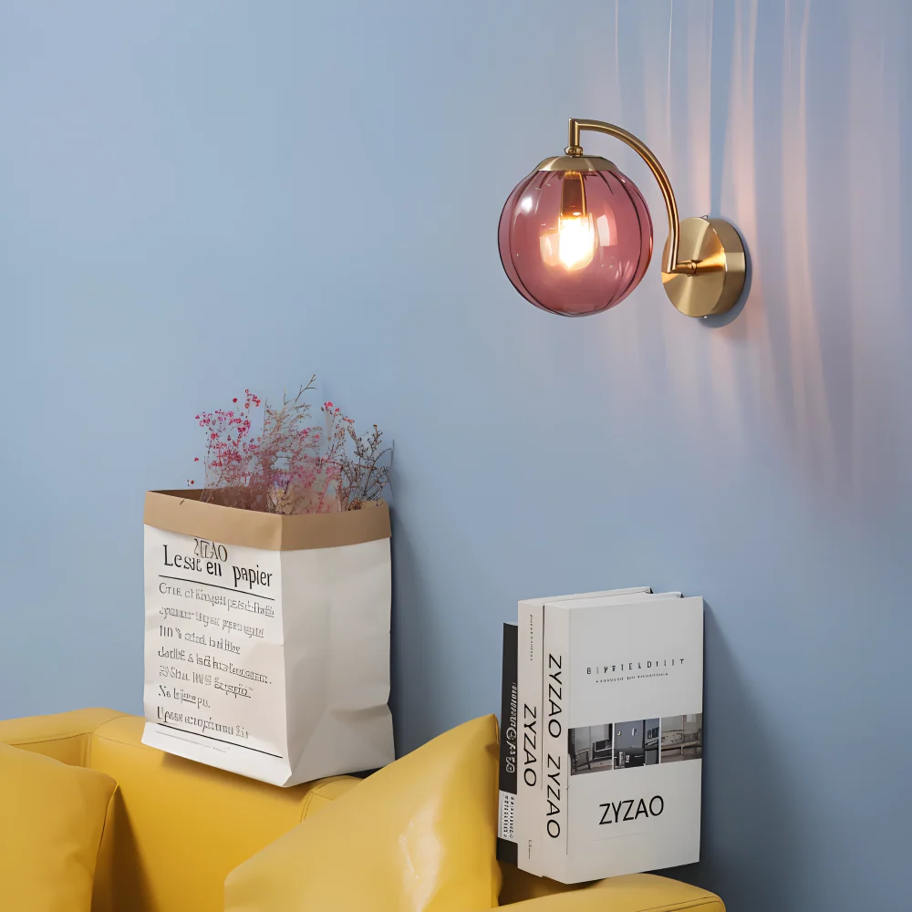 CrystalGlow Vägglampa - Globe Lampor Inomhus - Gammaldags Glas LED Sovrum Vägglampa Bla