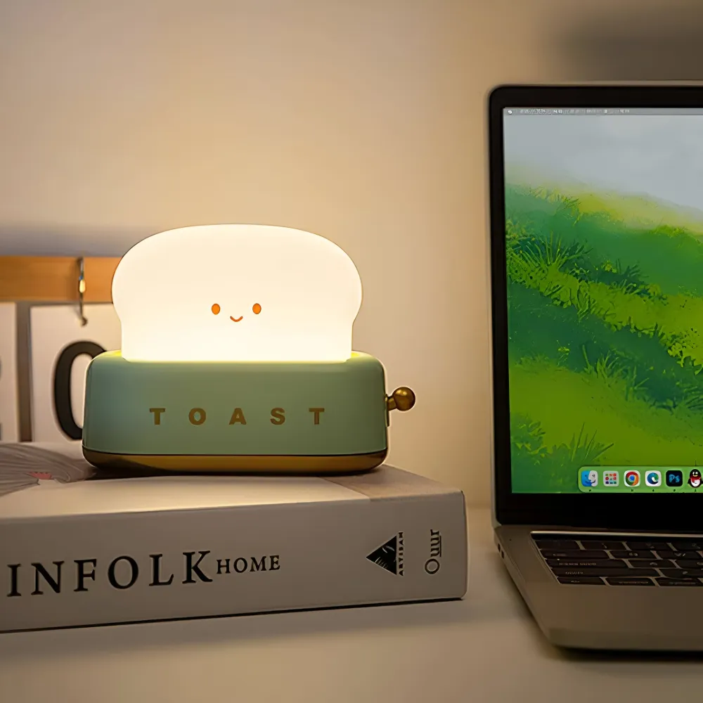 TinyToast Bordslampa - Handheld Brödrost Nattlampa - Dimbar LED-lampa Gron