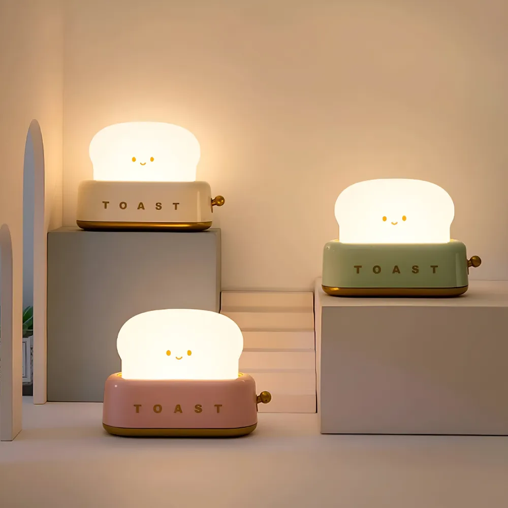 TinyToast Bordslampa - Handheld Brödrost Nattlampa - Dimbar LED-lampa Gron