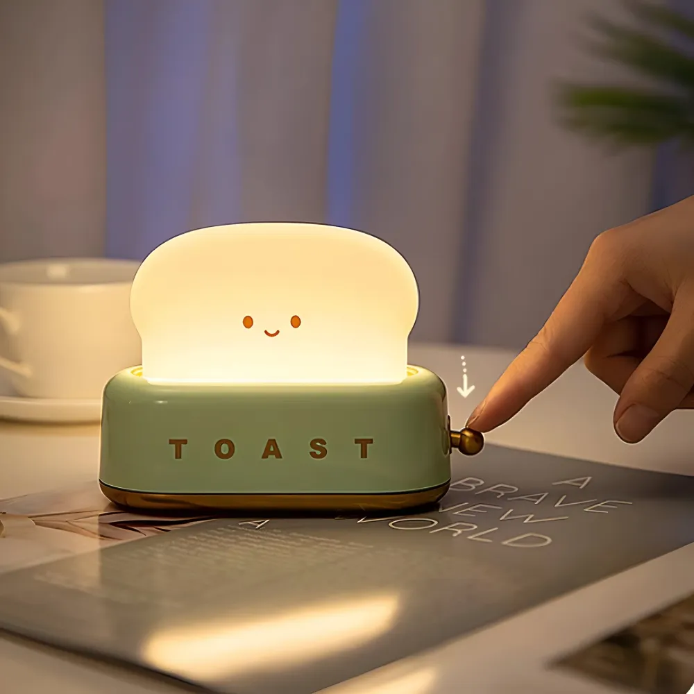 TinyToast Bordslampa - Handheld Brödrost Nattlampa - Dimbar LED-lampa Gron