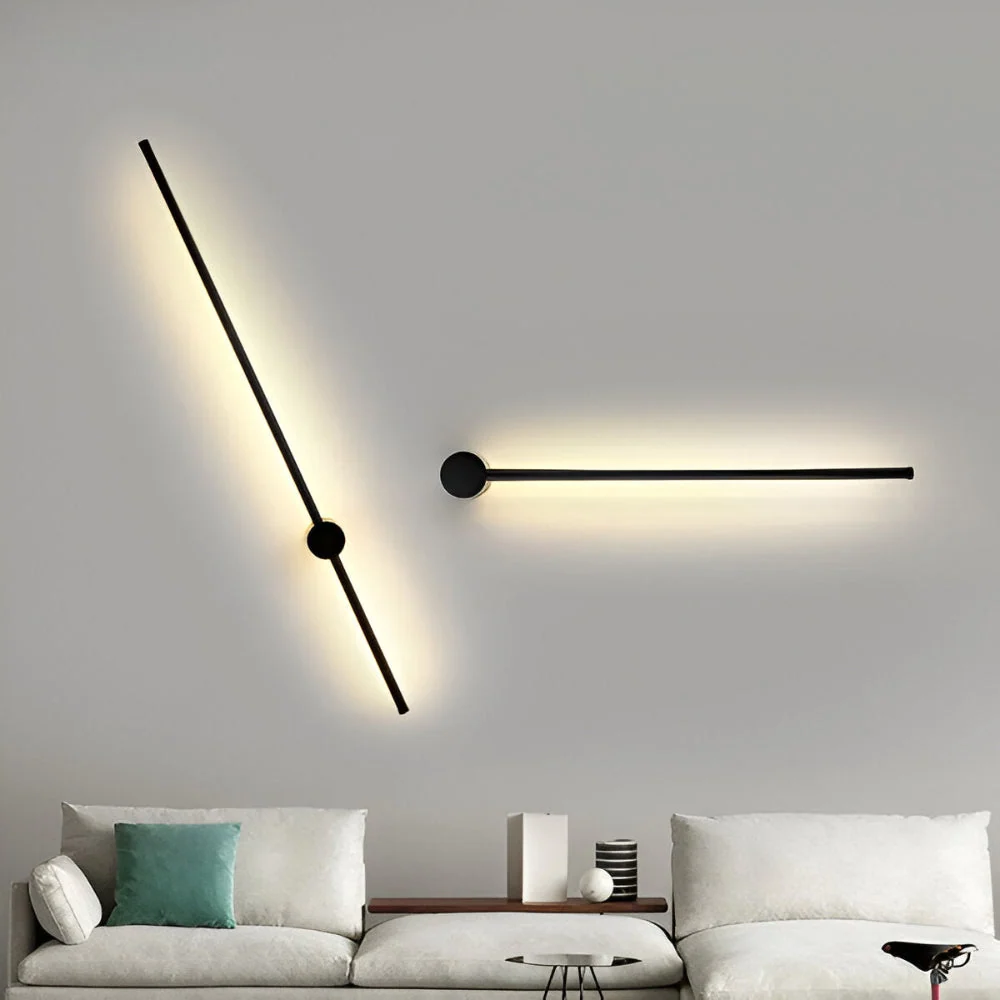 ModiStrip Vägglampa - Minimalistisk Ebenholts Linje Vägglampa Inomhus - LED Belysning Svart