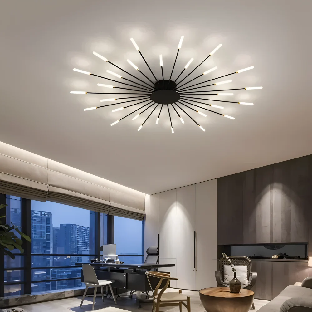 SpiraBright - Lyxig Fyrverkeridesign Nordisk LED Taklampa Svart