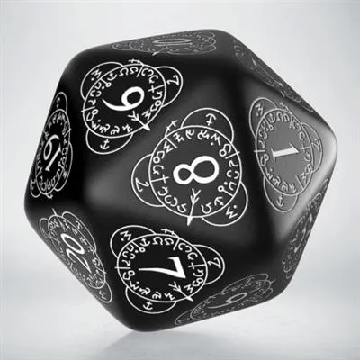 D20 Level Counter Tärning i Träkol och Vit