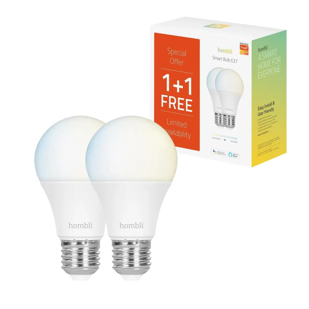 Automated lampa, WiFi, Hombli Smart Bulb E27, LED, CCT, 9W, Dimbar 2/fp