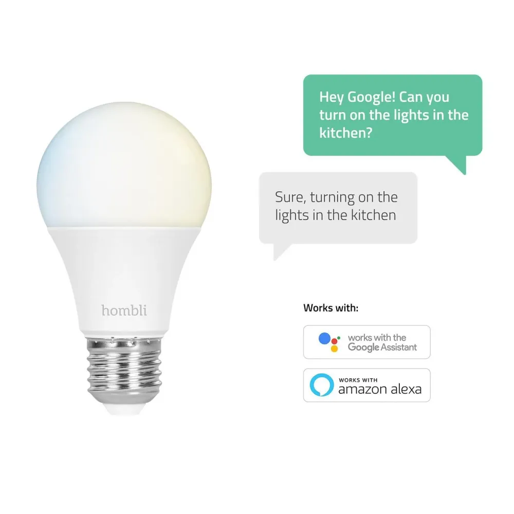 Automated lampa, WiFi, Hombli Smart Bulb E27, LED, CCT, 9W, Dimbar 2/fp