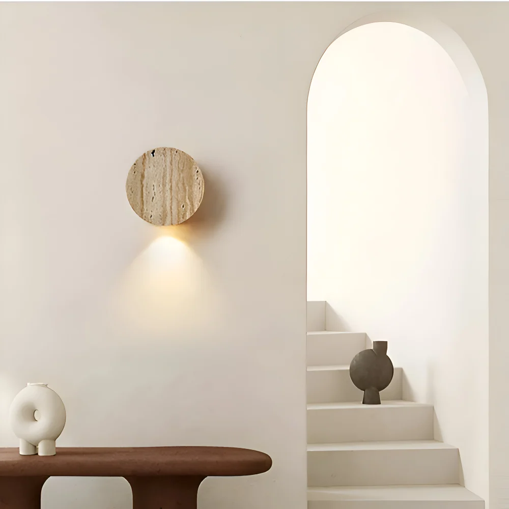Globose Sand Vägglampa - Wabi Sabi Rund Vägglampa - Marmor Vägglampa Beige