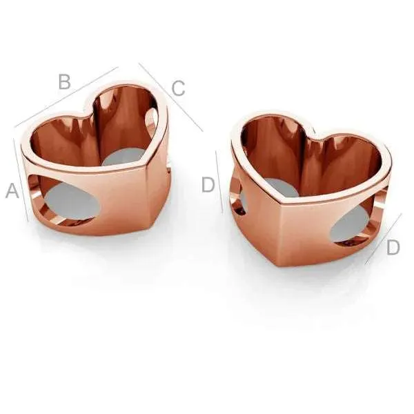 Mellandel 925 Silver 18K Rose Golden - Hjärta 11mm 1 styck