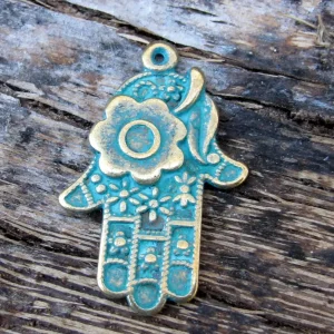Berlock Bronsfärgad - Antik Hamsa, 1 Styck