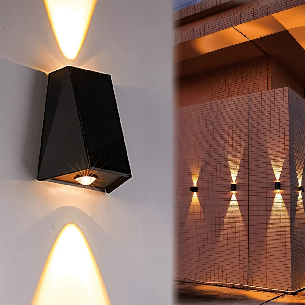 DualLit Solarlampor Trädgård - Up Down IP54 Utomhusvägglampa Minimalist - Vägglampa Sol
