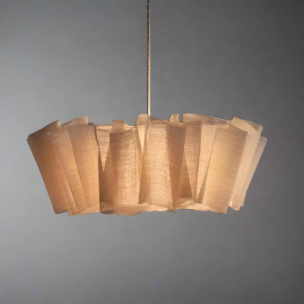 Handgjord Minimalistisk Pendellampa - Polished Hänglampa med Tygsärm 40cm