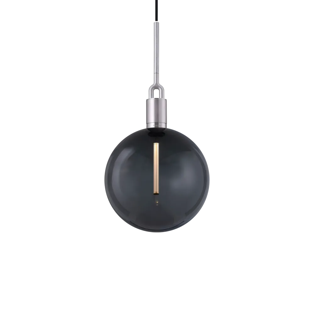 Forked Pendant Globe Large pendellampa, rökfärgat glas och stål • Buster + Punch