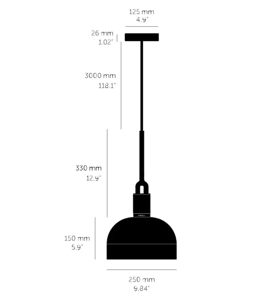 Forked Pendant Shade Medium pendellampa, bränt stål • Buster + Punch