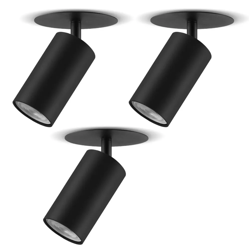 Maclean infälld montering/rörarmatur, spot, rund, aluminium, GU10, 55x130mm, träkol färg, MCE364 B 3st+ LED-lampa GU10 7W...