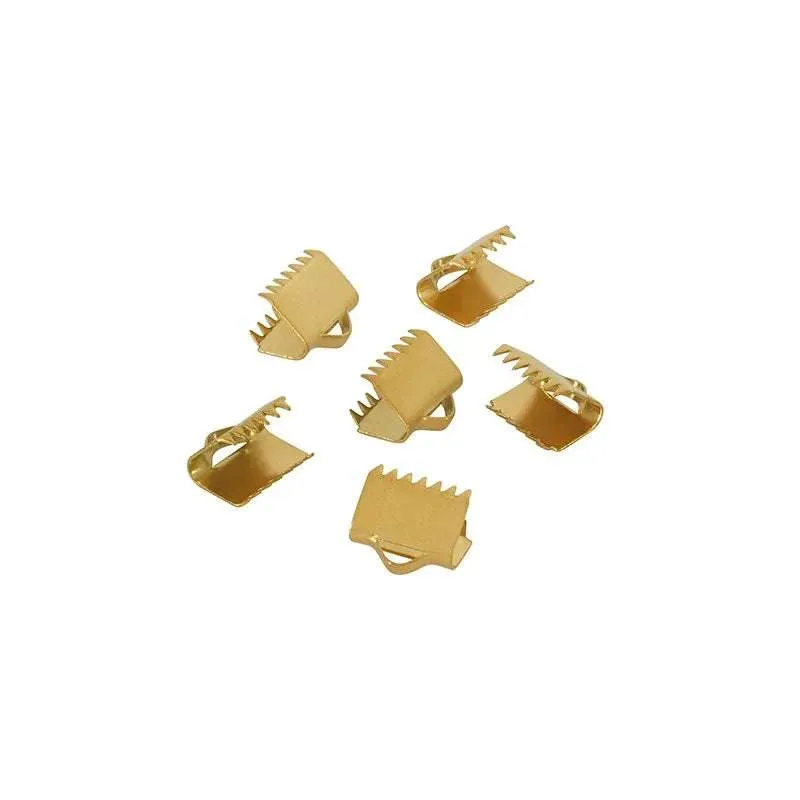 Ändfäste platta band rostfritt stål - Guldfärgad Bredare modell, 10mm, set om fyra