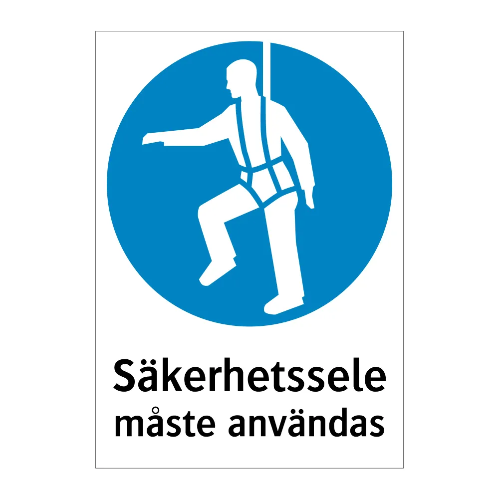 Brandklassad Säkerhetssele måste användas 148x210mm