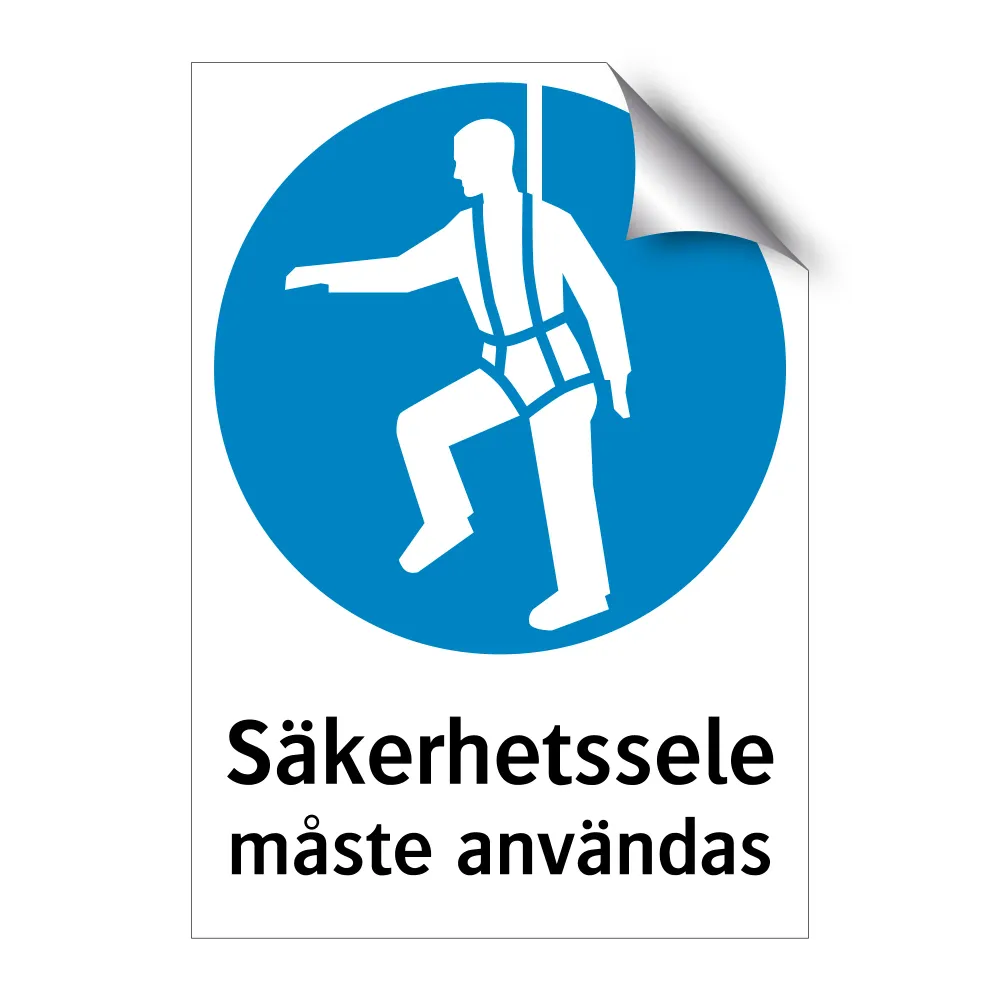 Brandklassad Säkerhetssele måste användas 148x210mm