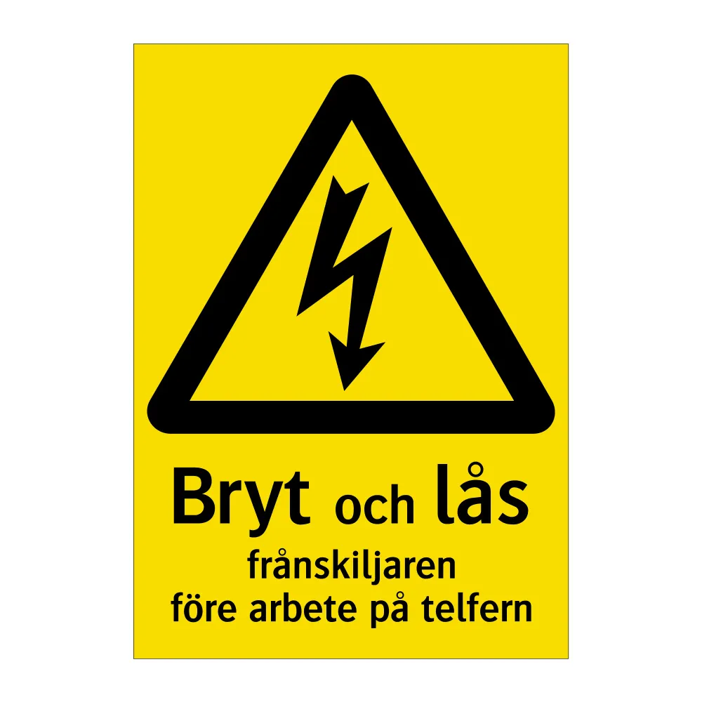 Bryt och lås frånskiljaren före arbete på telfern Lifetime Warranty 148x210mm