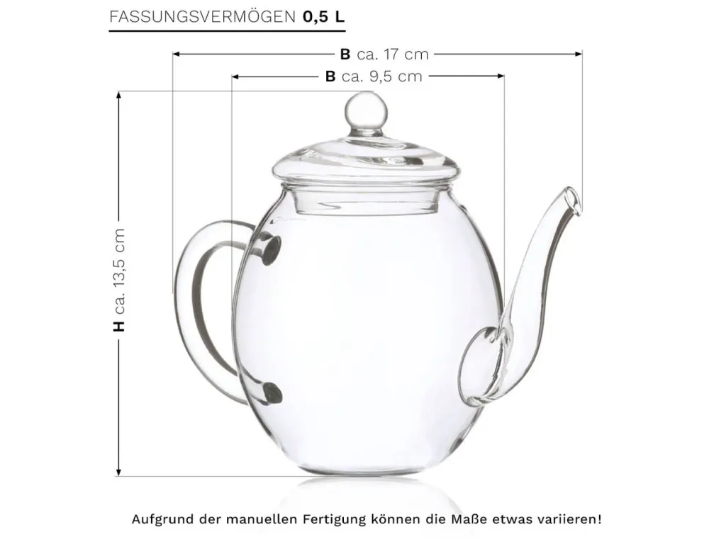 Creano Glas Tekanna med Lock - 500 ml