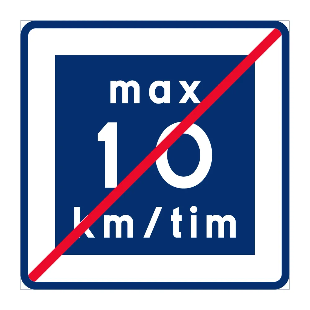 E12-1 Rekommenderad lägre hastighet upphör 10 km/h 600x600mm