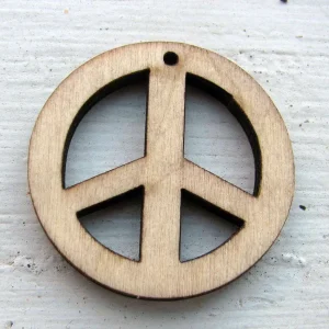Hänge Trä - Peace-märke 35mm, 1 styck